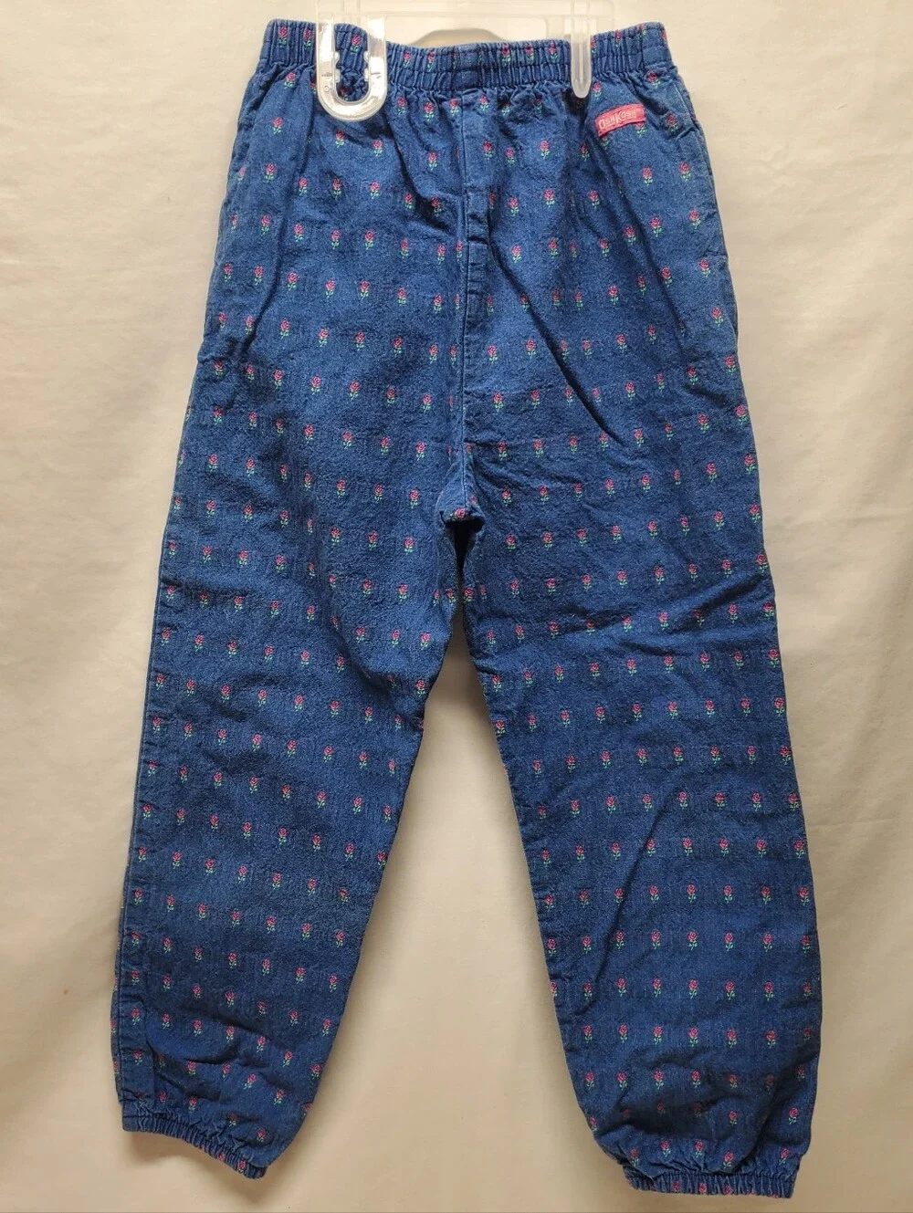 Rare vintage 90s y2k kids oshkosh pants papertag tulip floral roses pink navy